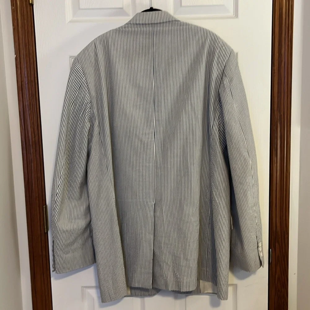 Brooks Brothers Men’s Light Blue & White Seersucker Blazer Sports Coat Jacket